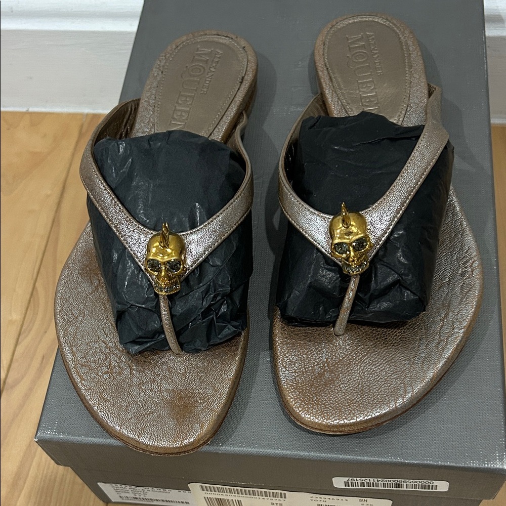 Alexander McQueen Bronze Skull Sandals